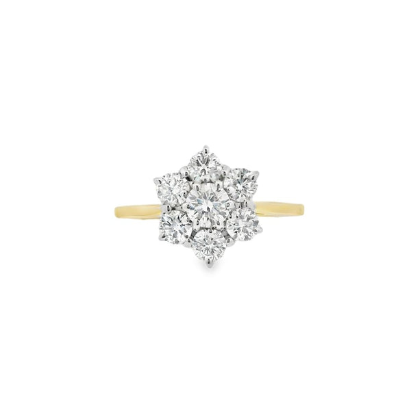 Diamond 18ct Yellow Gold 1.03ct Flower Cluster Ring