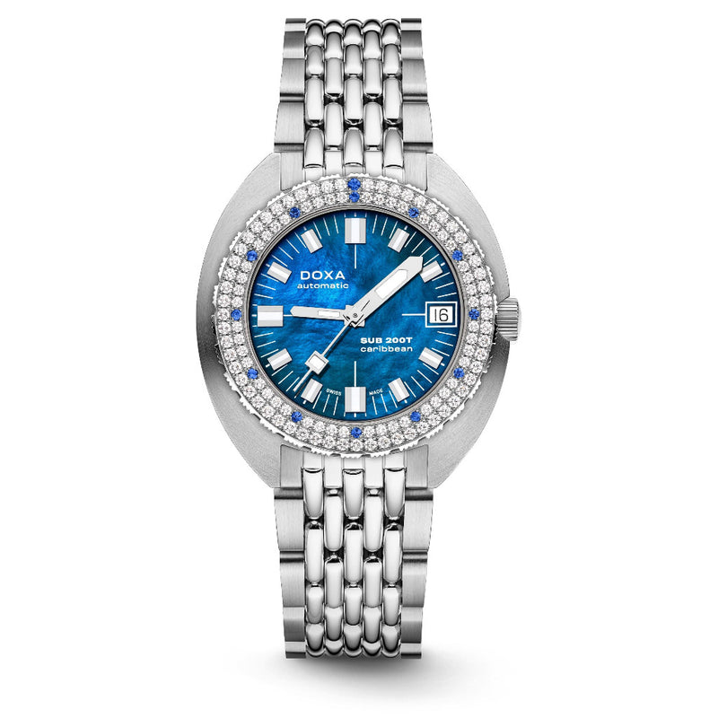 Doxa SUB 200T Diamonds Caribbean 39mm Watch 804.10D.201.10