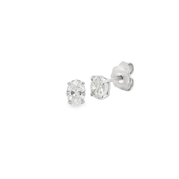 Diamond 18ct White Gold Oval Cut 1.00ct Stud Earrings