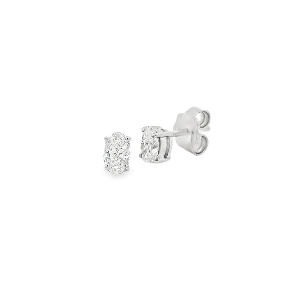 Diamond 18ct White Gold Oval Cut 0.80ct Stud Earrings