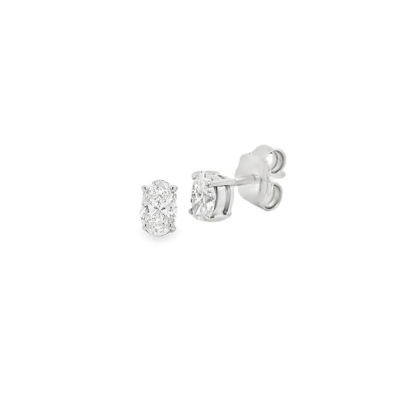 Diamond 18ct White Gold Oval Cut 0.80ct Stud Earrings