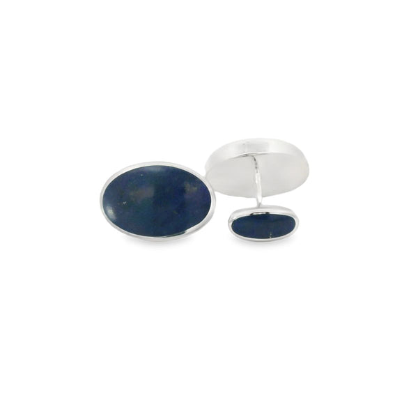 Silver Lapis Lazuli Oval Cufflinks