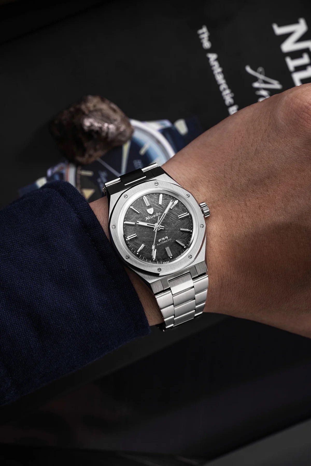 Nivada Grenchen F77 Stainless Steel Meteorite 37mm Watch 68016A77