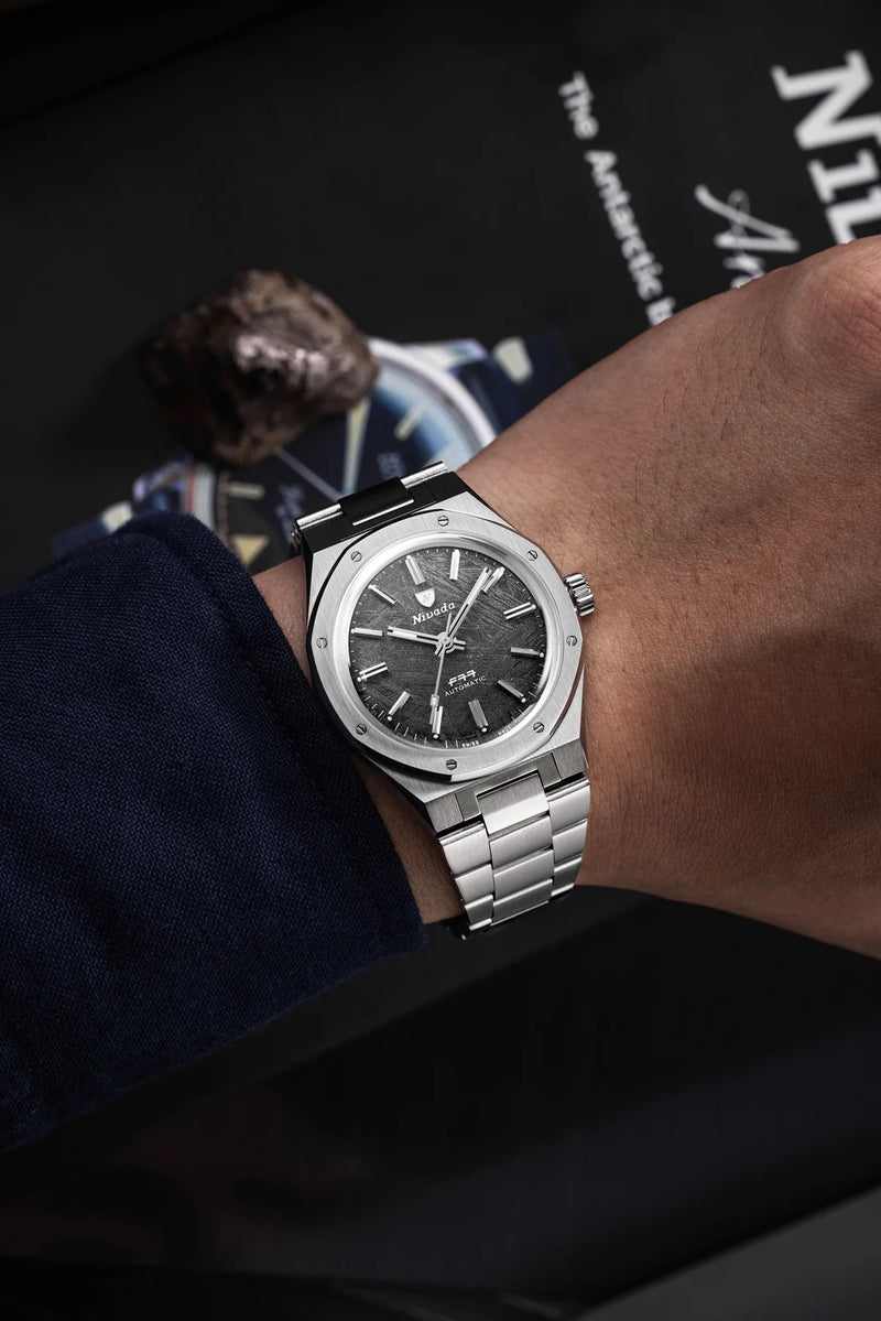 Nivada Grenchen F77 Stainless Steel Meteorite 37mm Watch 68016A77
