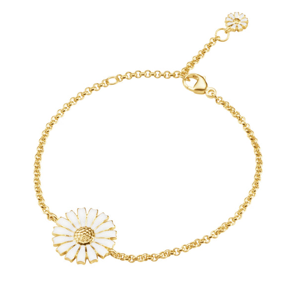Georg Jensen Daisy Bracelet, White Enamel, 18ct Gold Plated Sterling Silver