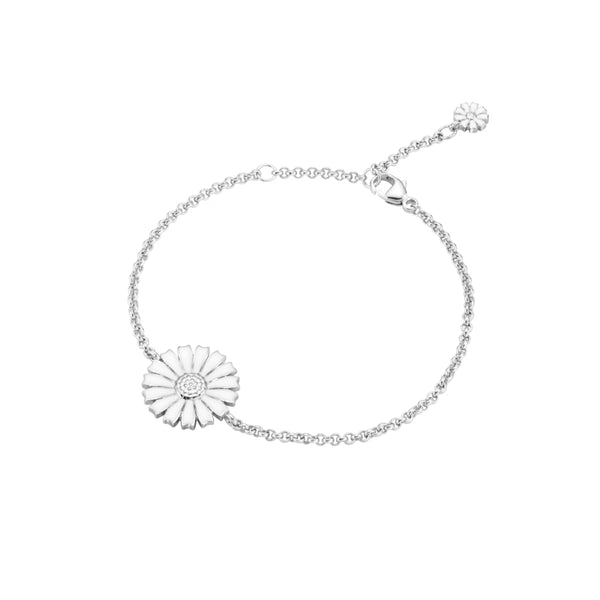 Georg Jensen Daisy Bracelet, White Enamel, Sterling Silver
