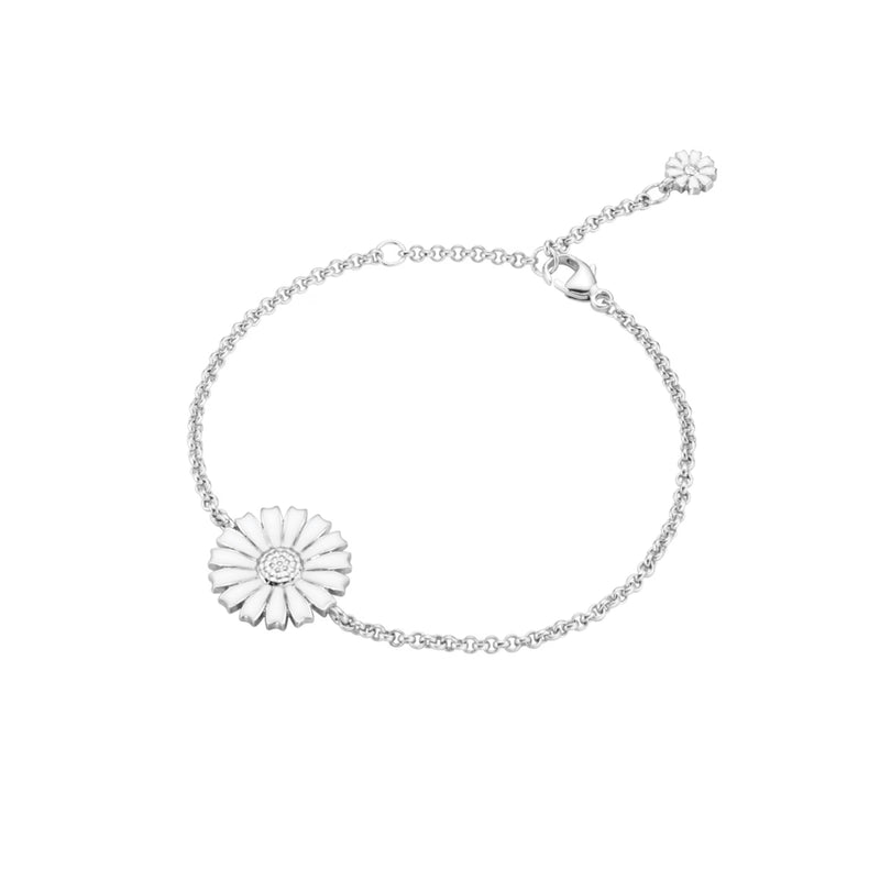 Georg Jensen Daisy Bracelet, White Enamel, Sterling Silver