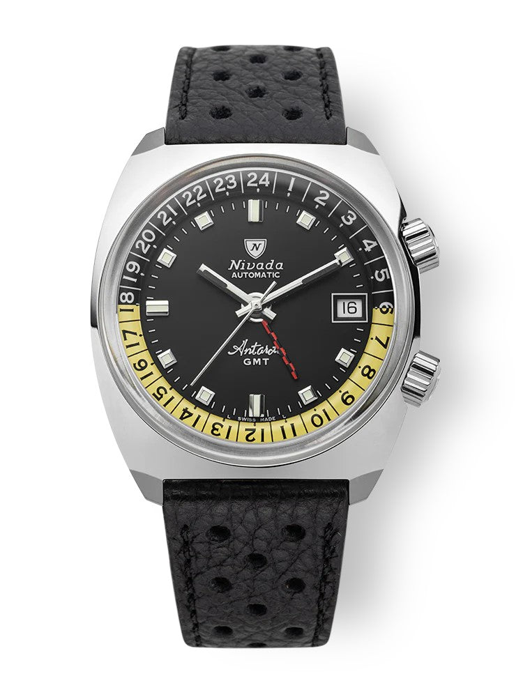 Nivada Grenchen Antarctic GMT Black 36mm Watch 32043A10