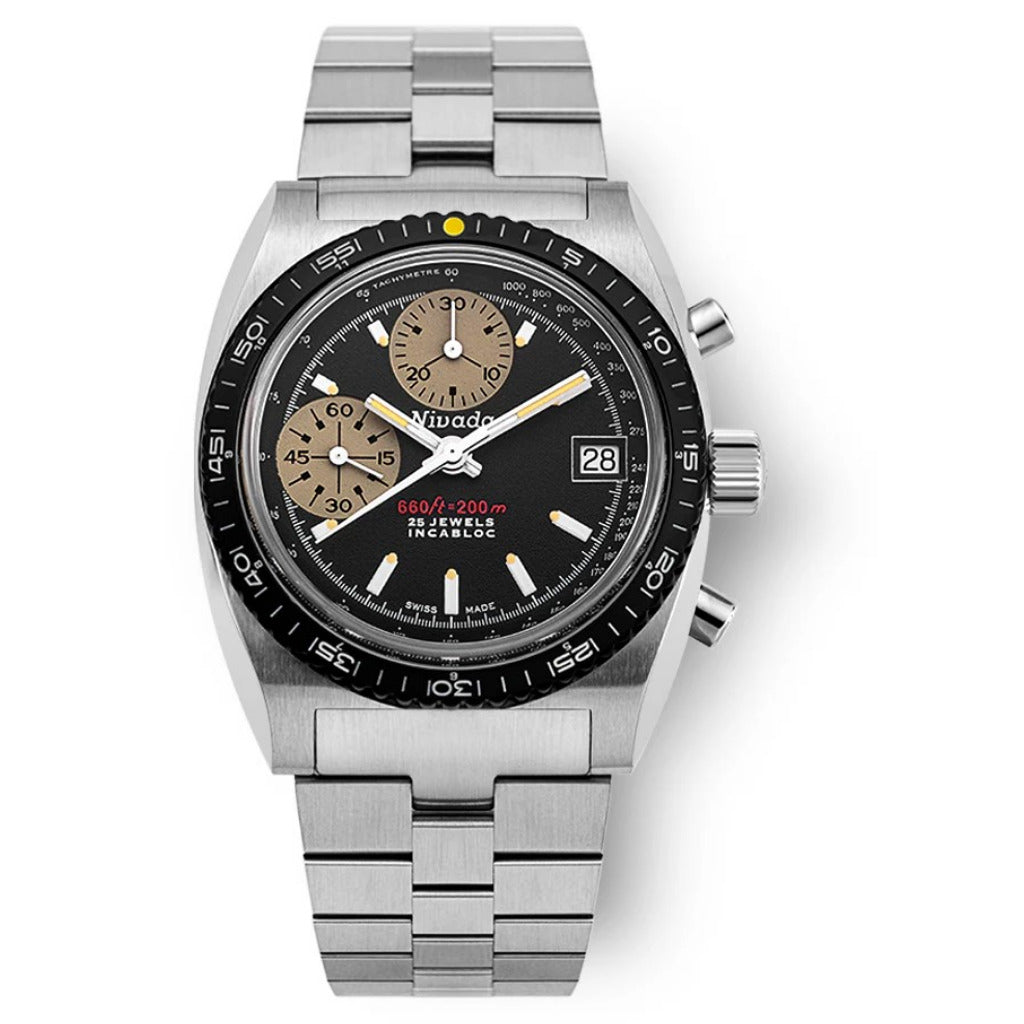 Nivada Grenchen Chronosport Yellow 38mm Watch 77001A45