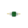Emerald and Diamond 3 Stone, 18ct Yellow Gold Ring