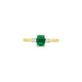 Emerald and Diamond 3 Stone, 18ct Yellow Gold Ring