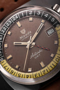 Nivada Grenchen Antarctic GMT Tropical 36mm Limited Edition Brown Watch
