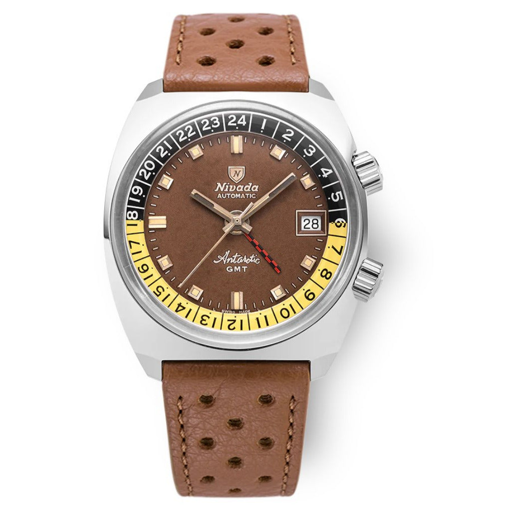 Nivada Grenchen Antarctic GMT Tropical 36mm Limited Edition Brown Watch