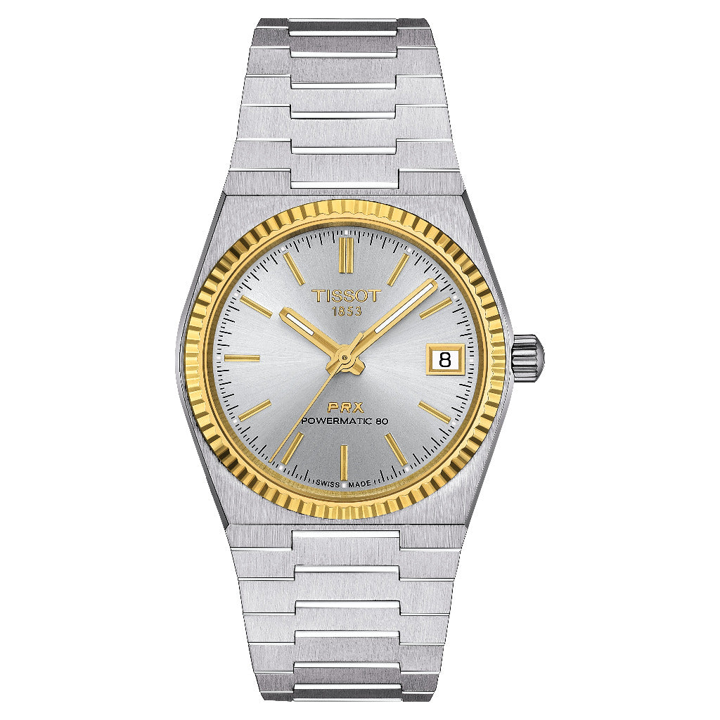Tissot PRX Powermatic 80 35mm Steel and 18K Gold Bezel Watch T9312074103101
