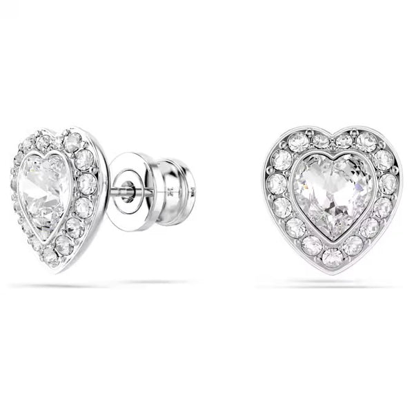 Swarovski Ariana Grande x Swarovski stud earrings, Mixed cuts, Heart, White, Rhodium plated