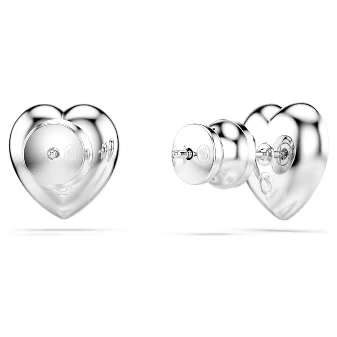 Swarovski Ariana Grande x Swarovski stud earrings, Mixed cuts, Heart, White, Rhodium plated