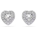 Swarovski Ariana Grande x Swarovski stud earrings, Mixed cuts, Heart, White, Rhodium plated