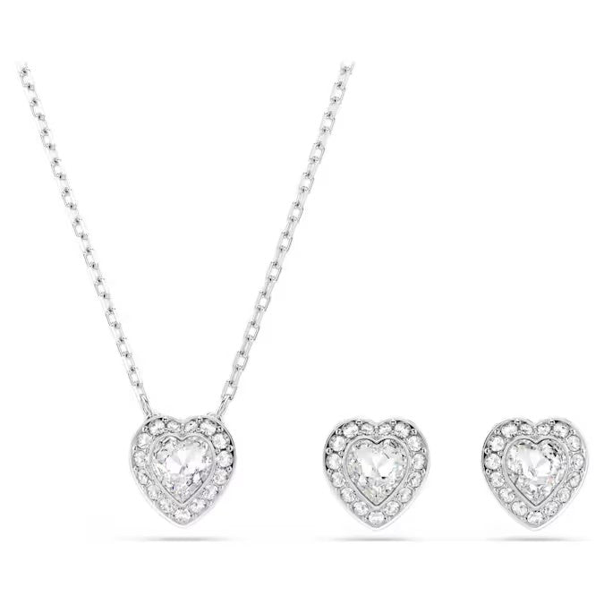 Swarovski Ariana Grande x Swarovski set, Mixed cuts, Heart, White, Rhodium plated