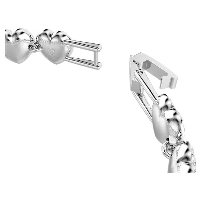 Swarovski Ariana Grande x Swarovski Tennis Bracelet, Mixed cuts, Heart, White, Rhodium plated