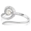 Swarovski Ariana Grande x Swarovski bangle, Crystal pearl, Baguette cut, White, Rhodium plated