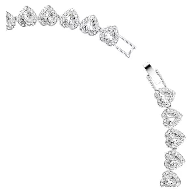 Swarovski Ariana Grande x Swarovski Tennis necklace, Mixed cuts, Heart, White, Rhodium plated