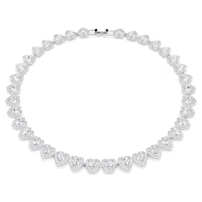 Swarovski Ariana Grande x Swarovski Tennis necklace, Mixed cuts, Heart, White, Rhodium plated