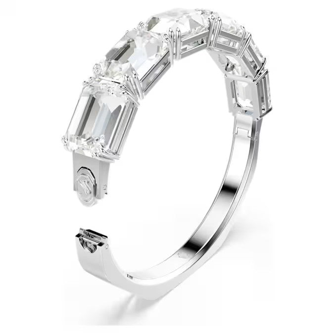 Swarovski Millenia bangle, Octagon cut, White, Rhodium plated