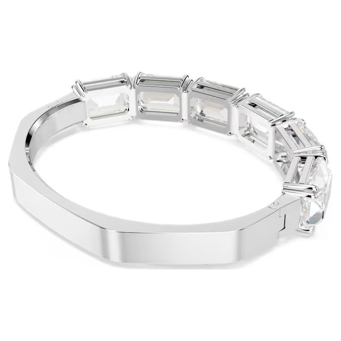 Swarovski Millenia bangle, Octagon cut, White, Rhodium plated