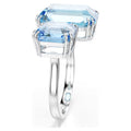 Swarovski Millenia open ring, Octagon cut, Blue, Rhodium plated
