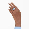 Swarovski Millenia open ring, Octagon cut, Blue, Rhodium plated