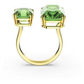 Swarovski Millenia open ring, Octagon cut, Green, Gold-tone plated