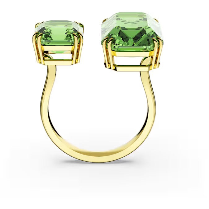 Swarovski Millenia open ring, Octagon cut, Green, Gold-tone plated