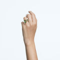 Swarovski Millenia open ring, Octagon cut, Green, Gold-tone plated