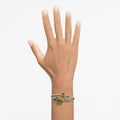 Swarovski Millenia bangle, Octagon cut, Green, Gold-tone plated