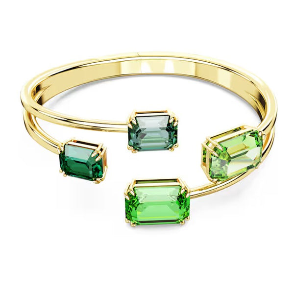 Swarovski Millenia bangle, Octagon cut, Green, Gold-tone plated