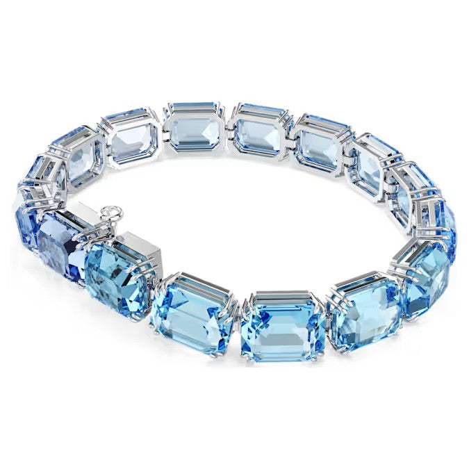 Swarovski Millenia Tennis bracelet, Octagon cut, Colour gradient, Blue, Rhodium plated