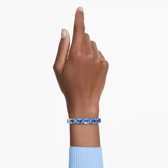 Swarovski Millenia Tennis bracelet, Octagon cut, Colour gradient, Blue, Rhodium plated