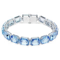 Swarovski Millenia Tennis bracelet, Octagon cut, Colour gradient, Blue, Rhodium plated