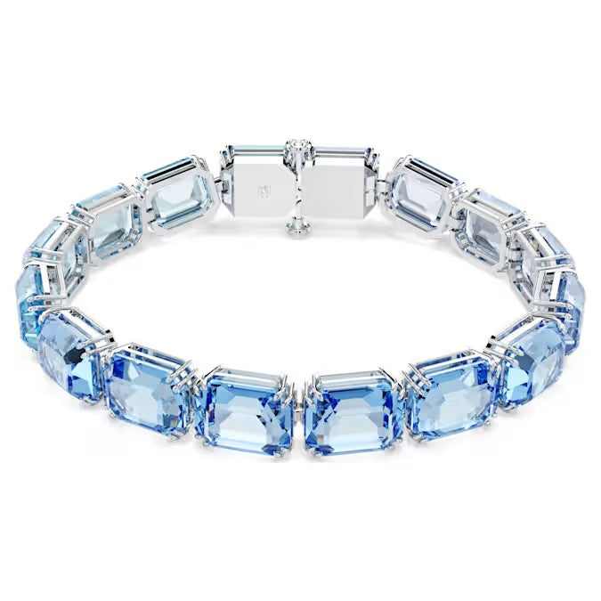 Swarovski Millenia Tennis bracelet, Octagon cut, Colour gradient, Blue, Rhodium plated