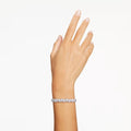 Swarovski Matrix Tennis bracelet, Pear cut, White, Rhodium plated