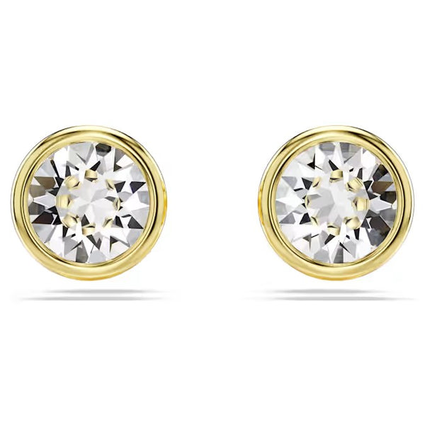 Swarovski Imber stud earrings, Round cut, White, Gold-tone plated