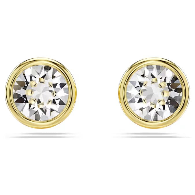 Swarovski Imber stud earrings, Round cut, White, Gold-tone plated