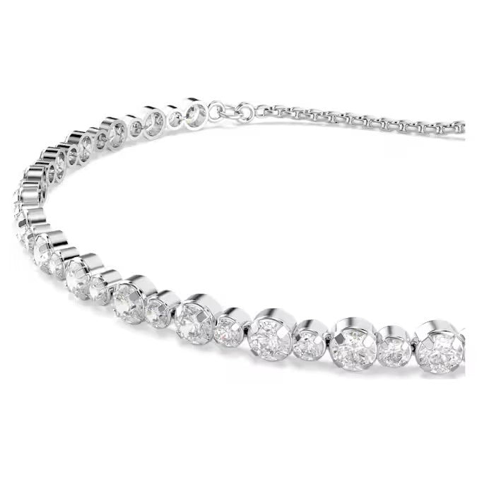 Swarovski Matrix Tennis bracelet, Mixed round cuts, White, Rhodium plated