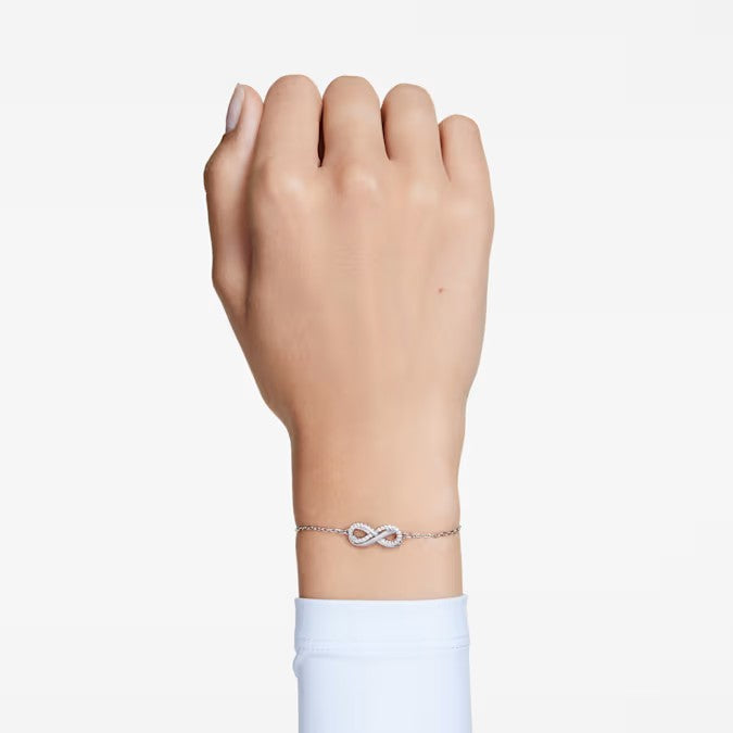 Swarovski Hyperbola bracelet, Infinity, White, Rhodium plated