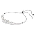 Swarovski Constella bangle, Crystal pearl, Round cuts, White, Rhodium plated