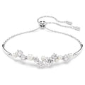Swarovski Constella bangle, Crystal pearl, Round cuts, White, Rhodium plated