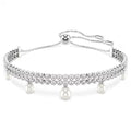 Swarovski Ariana Grande x Swarovski bracelet, Crystal pearl, Round cut, White, Rhodium plated