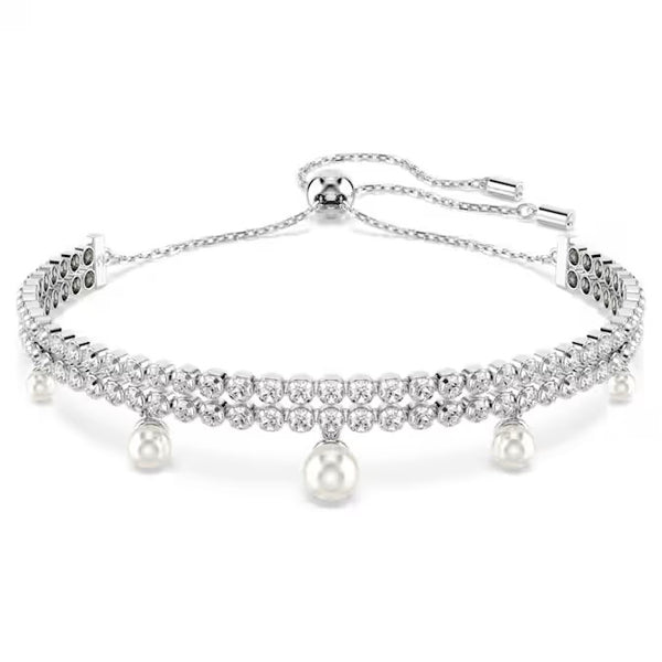 Swarovski Ariana Grande x Swarovski bracelet, Crystal pearl, Round cut, White, Rhodium plated