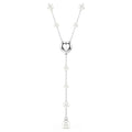 Swarovski Ariana Grande x Swarovski Y necklace, Crystal pearl, Mixed cuts, Heart, White, Rhodium plated