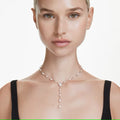 Swarovski Ariana Grande x Swarovski Y necklace, Crystal pearl, Mixed cuts, Heart, White, Rhodium plated
